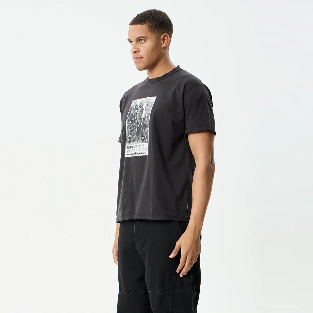 AFENDS Research Heavyweight Boxy Tee - Stone Black - Image 2
