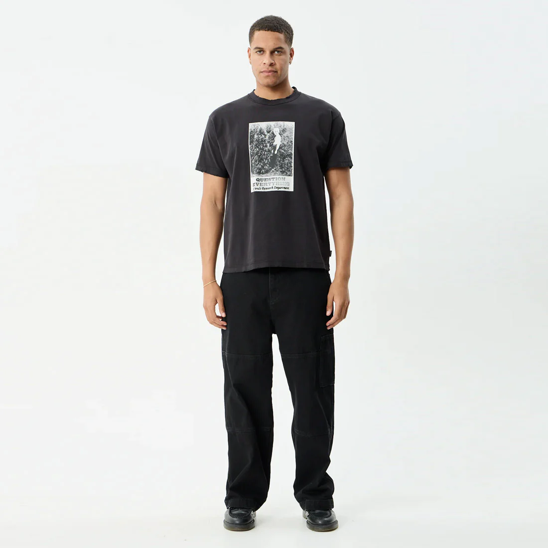 AFENDS Research Heavyweight Boxy Tee - Stone Black - Image 6