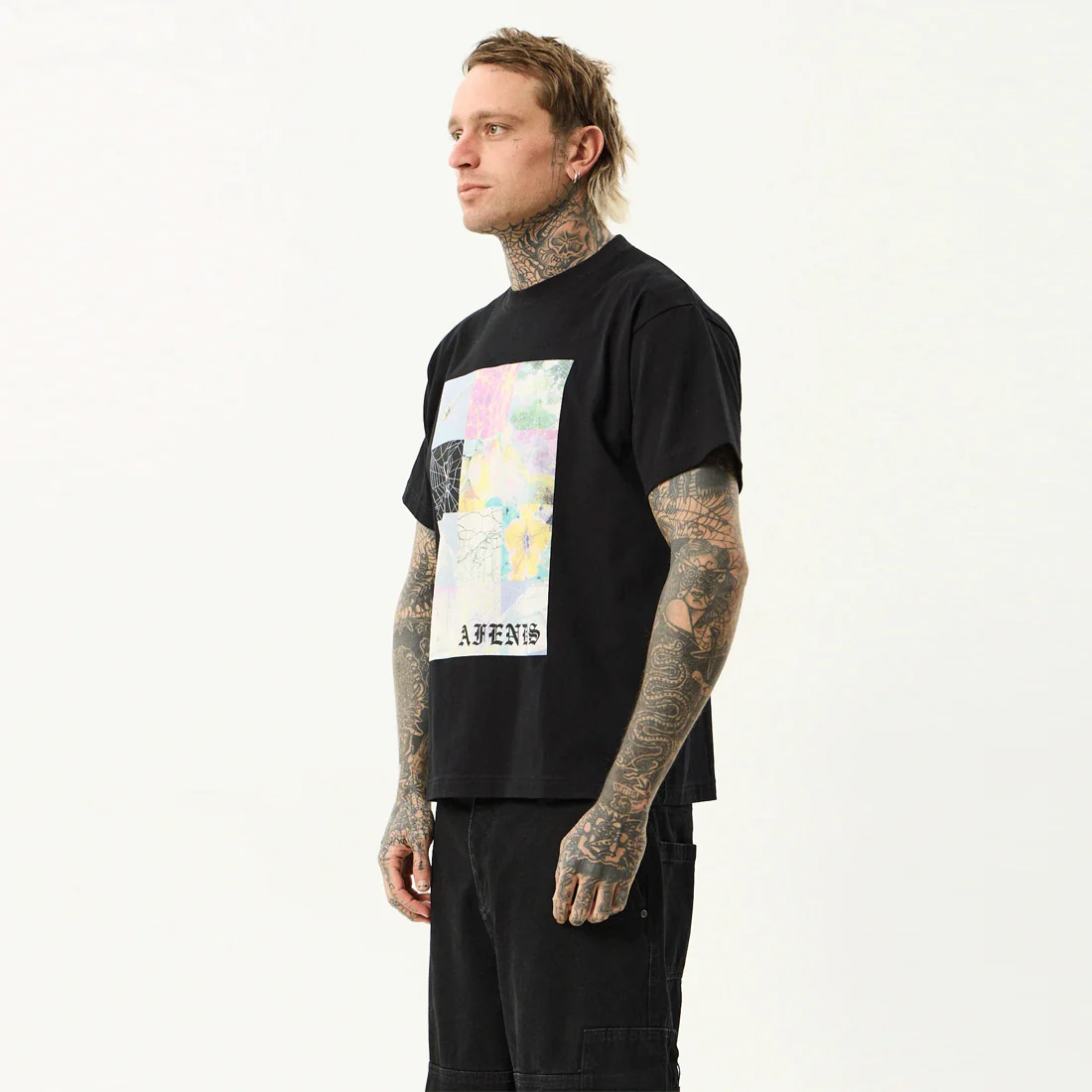 AFENDS Sadworld Heavyweight Boxy Tee - Black - Image 2