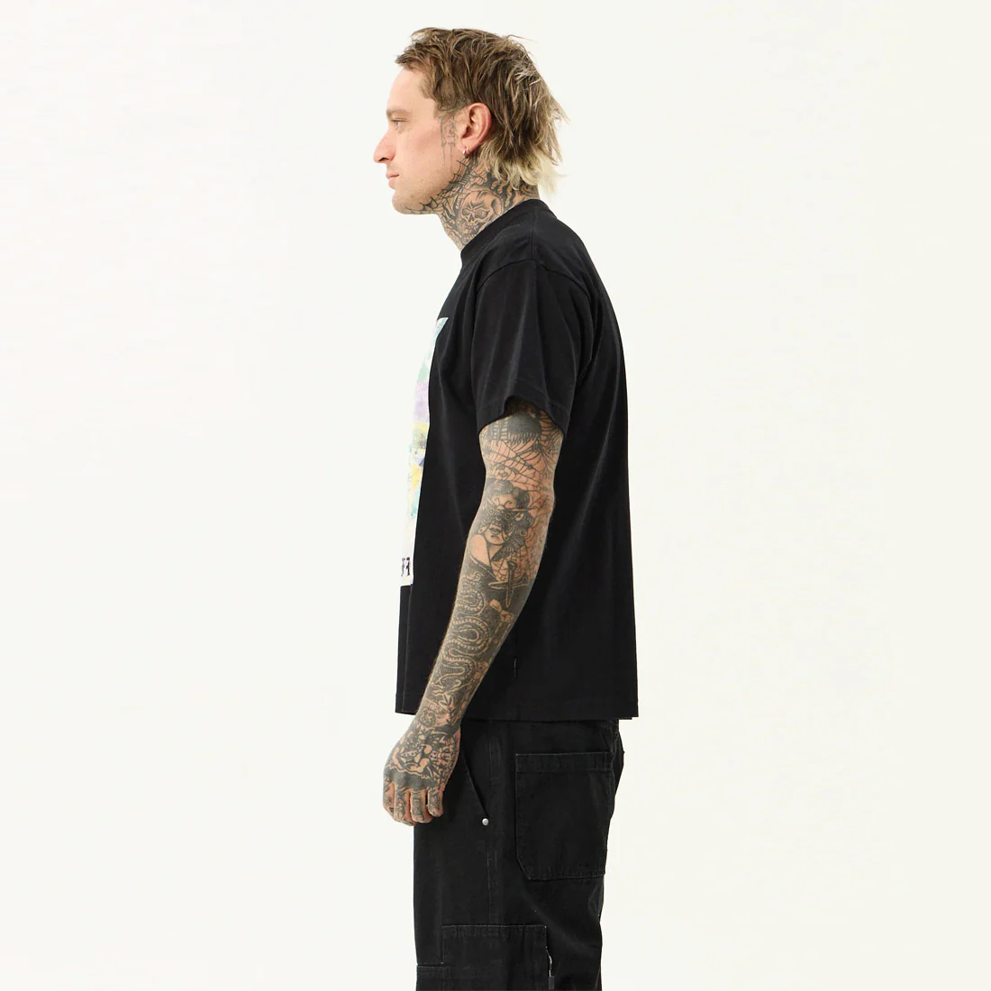 AFENDS Sadworld Heavyweight Boxy Tee - Black - Image 3