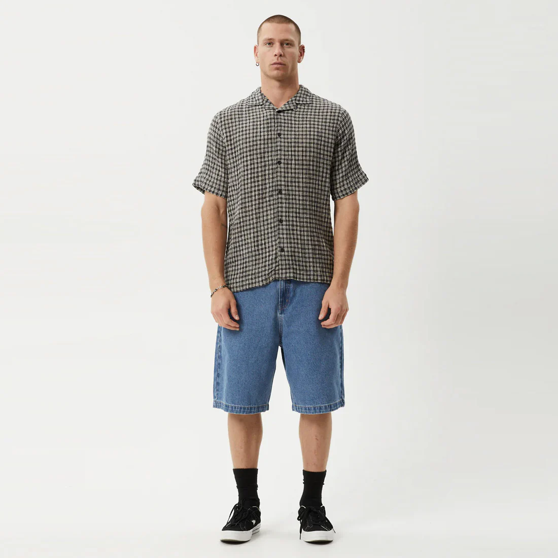AFENDS Asta Seersucker Regular Shirt - Steel Check - Image 5