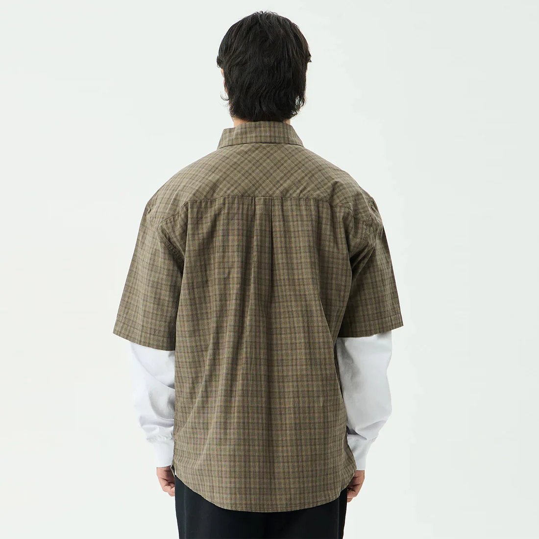 AFENDS Shadow Short Sleeve Shirt - Stone Check - Image 4