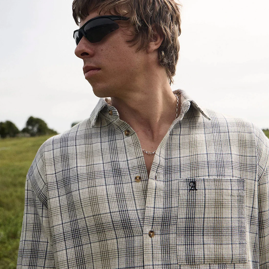 AFENDS Shelter Flannel Long Sleeve Shirt - White Check - Image 5