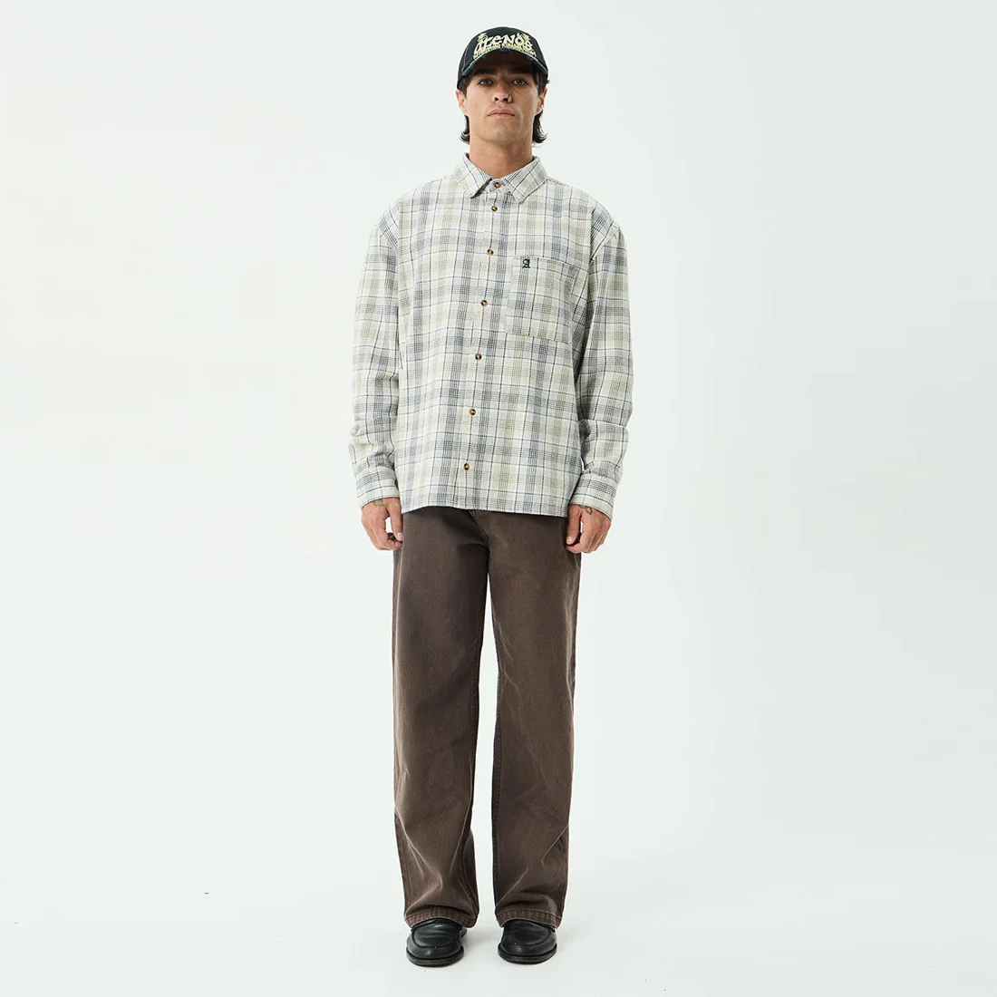 AFENDS Shelter Flannel Long Sleeve Shirt - White Check - Image 6