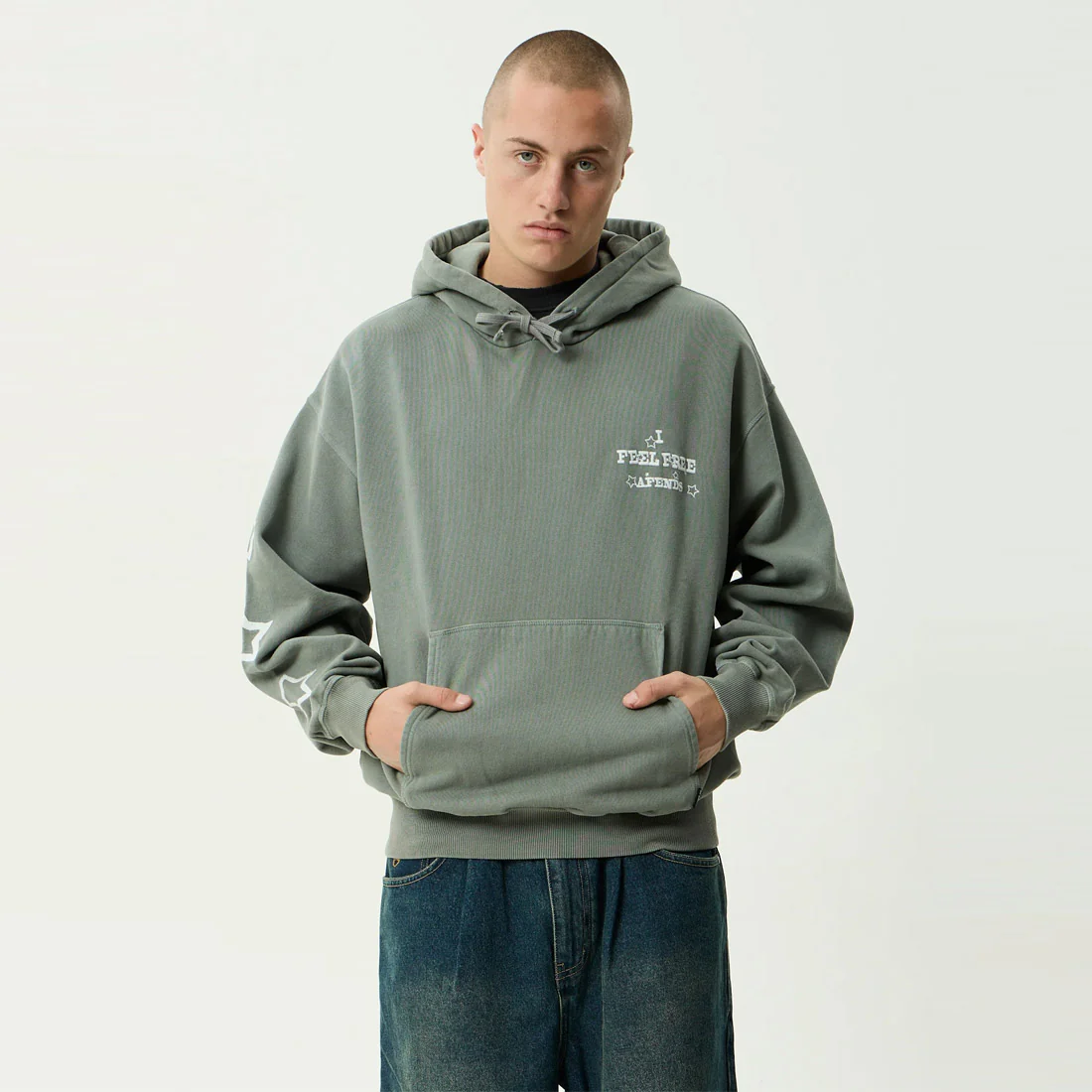 AFENDS Sonoran Boxy Pull On Hood - Washed Sycamore - Image 2