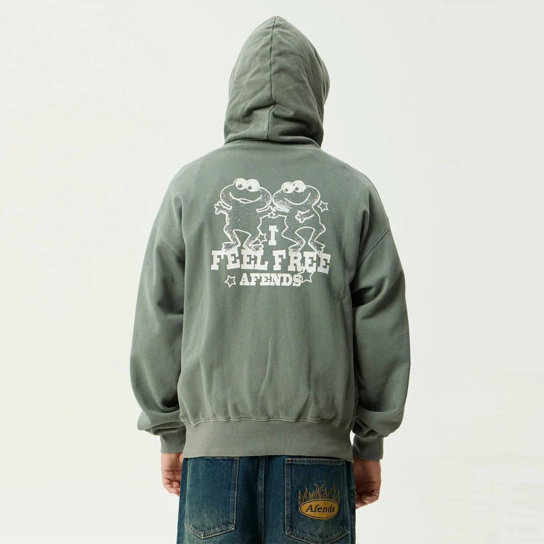 AFENDS Sonoran Boxy Pull On Hood - Washed Sycamore - Image 4