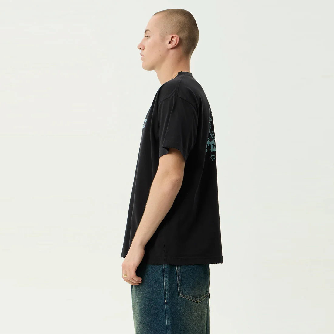 AFENDS Sonoran Boxy Tee - Stone Black - Image 3