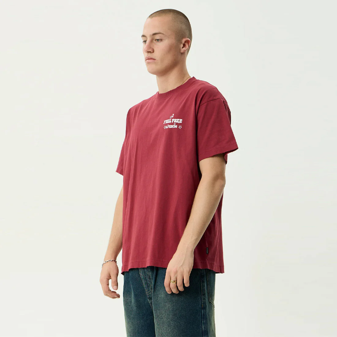AFENDS Sonoran Boxy Tee - Washed Burgundy - Image 3