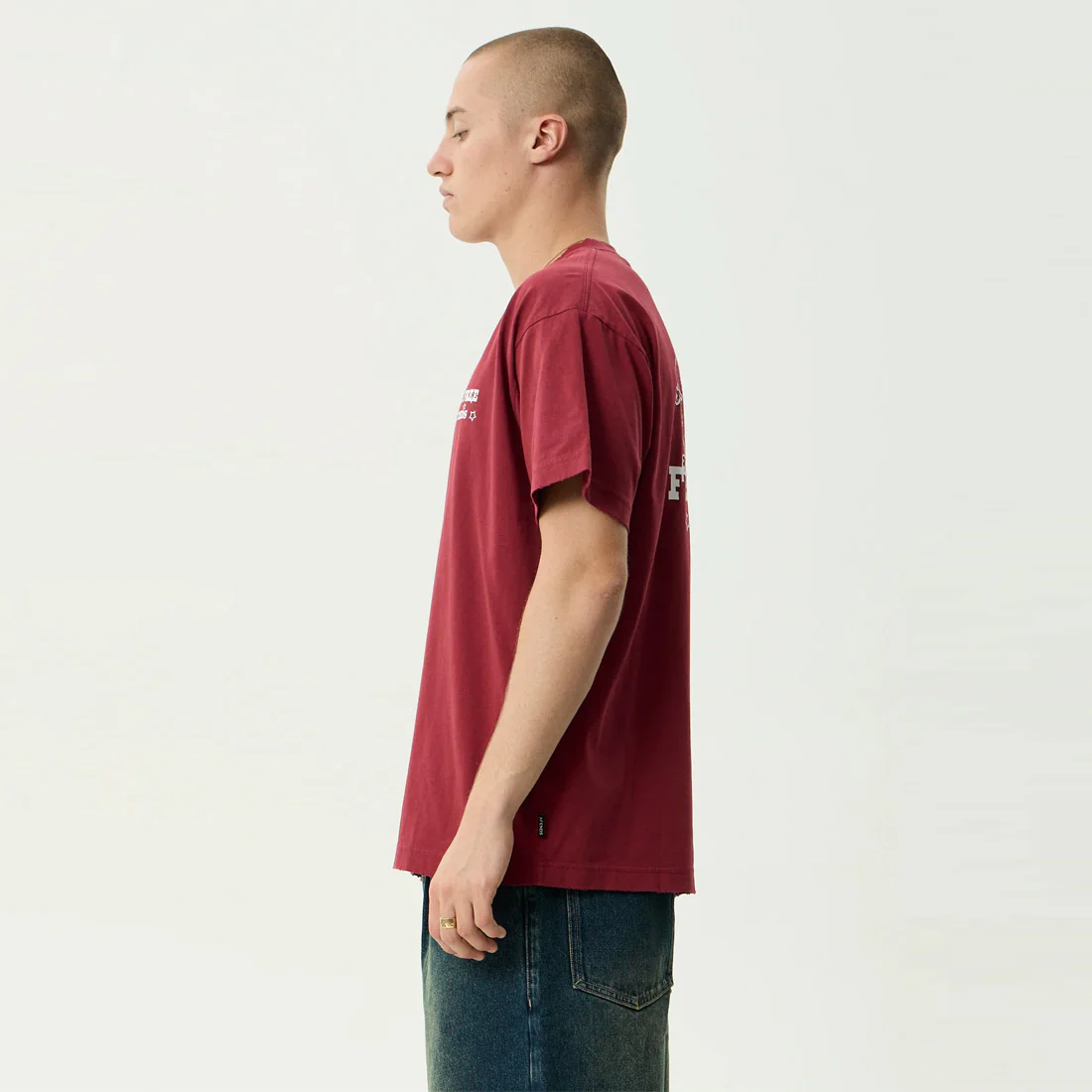 AFENDS Sonoran Boxy Tee - Washed Burgundy - Image 4