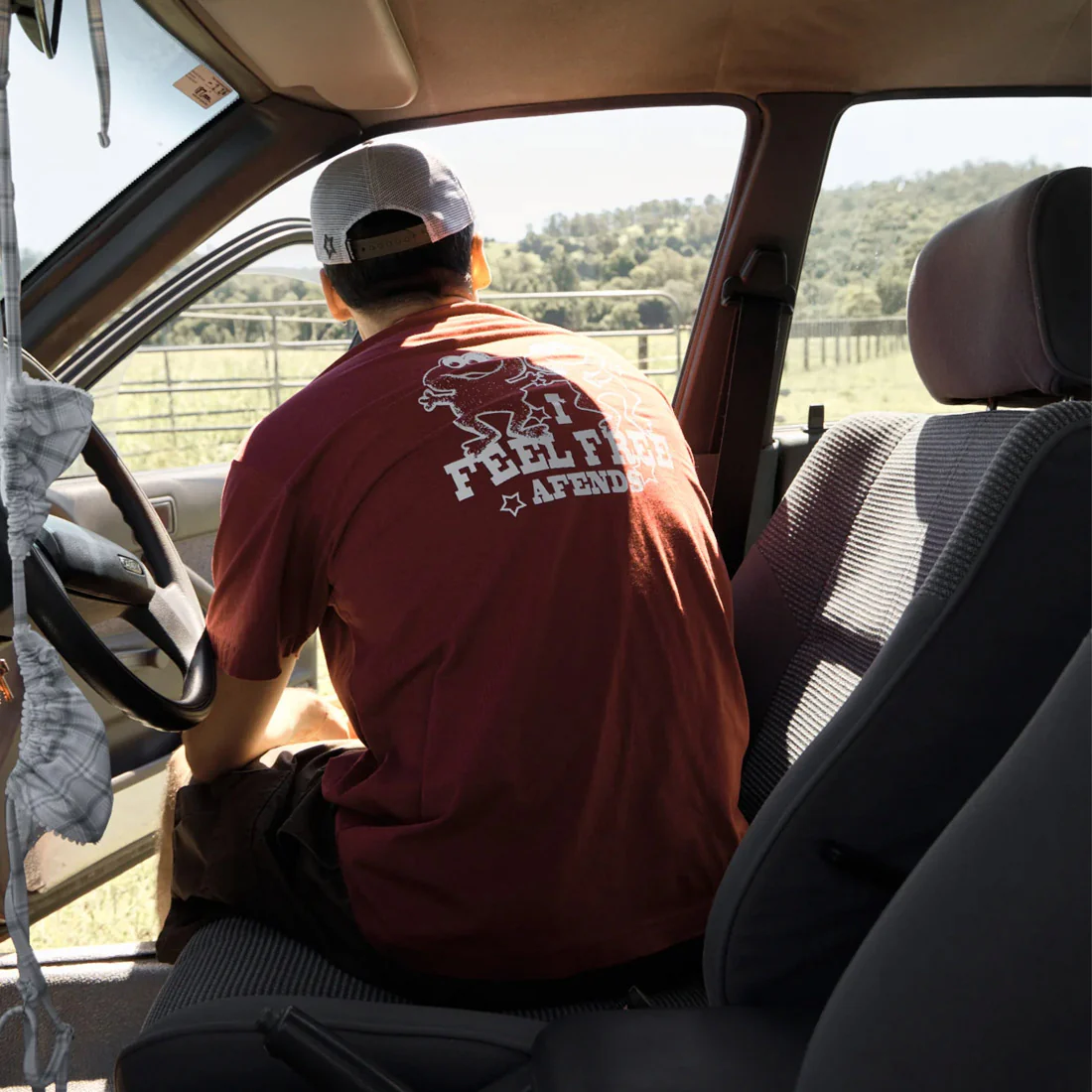 AFENDS Sonoran Boxy Tee - Washed Burgundy - Image 5