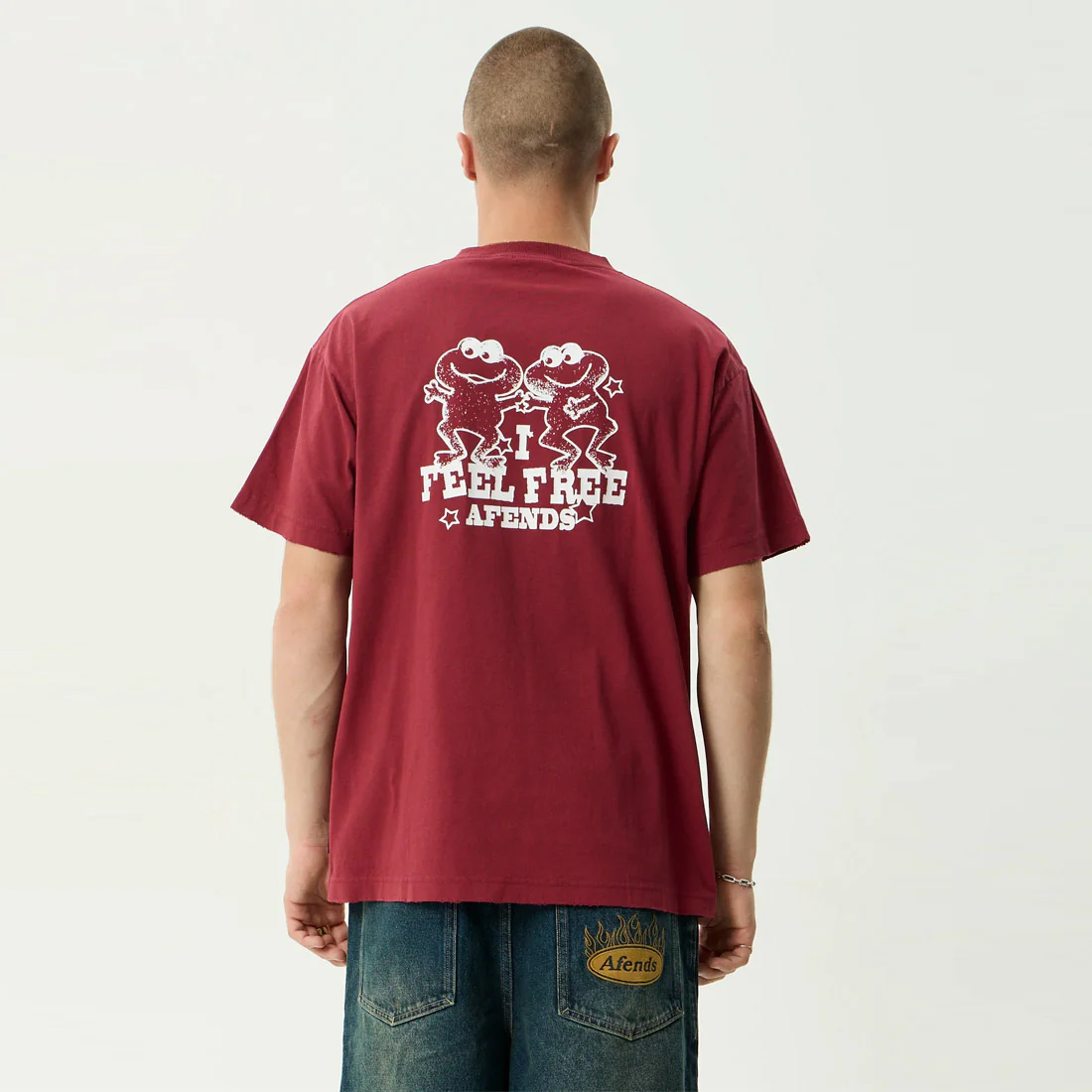 AFENDS Sonoran Boxy Tee - Washed Burgundy - Image 6