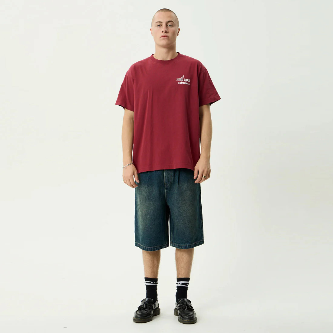 AFENDS Sonoran Boxy Tee - Washed Burgundy - Image 7