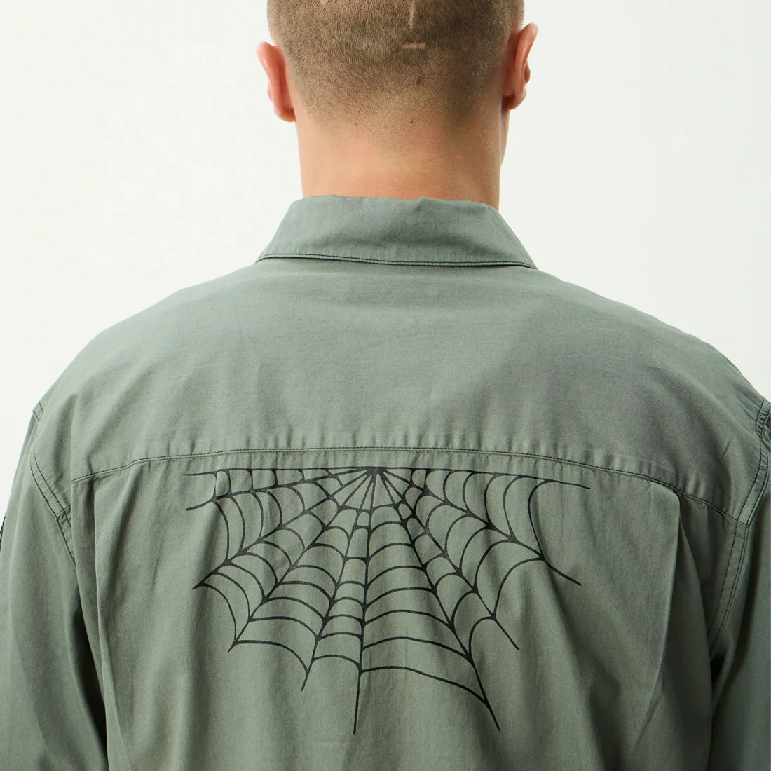 AFENDS Supply Workwear Short Sleeve Shirt - Washed Sycamore - Image 6