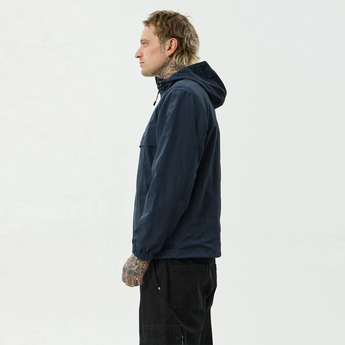 AFENDS System Water Resistant Spray Anorak Jacket - Deep Sea - Image 3