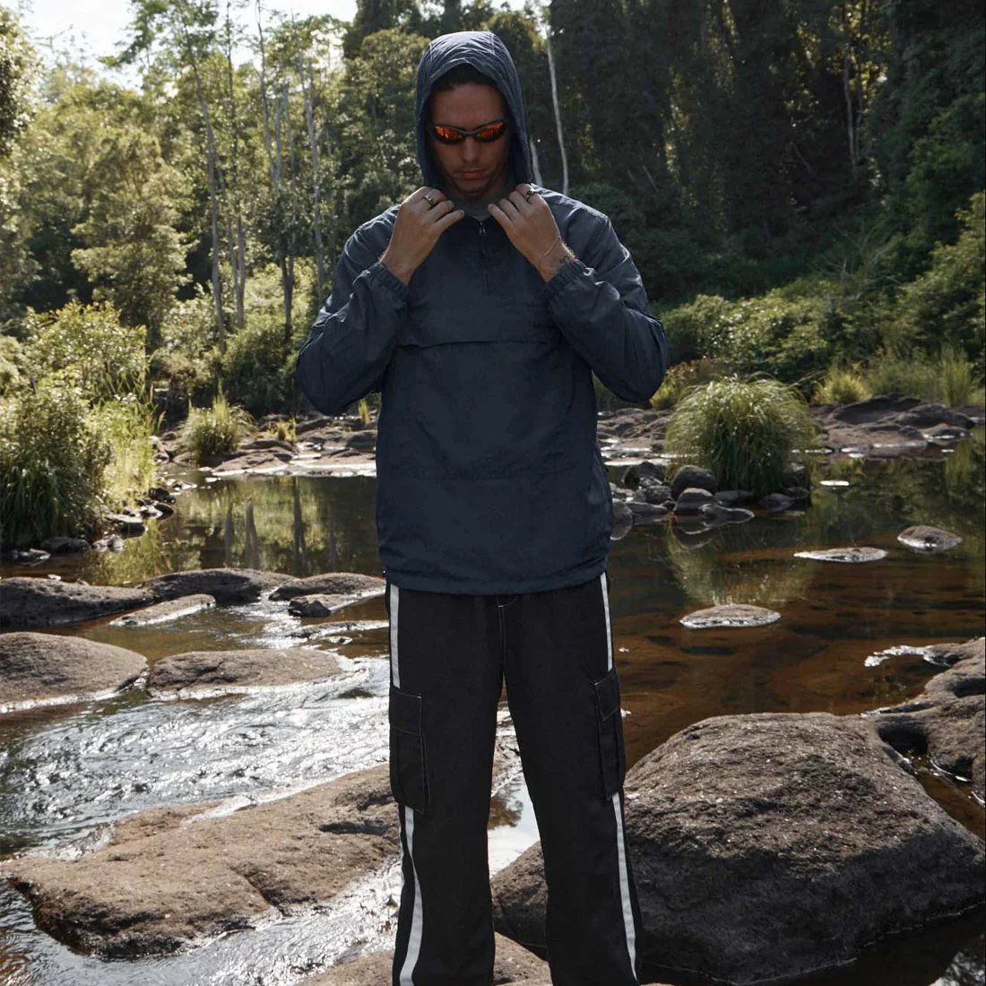AFENDS System Water Resistant Spray Anorak Jacket - Deep Sea - Image 5