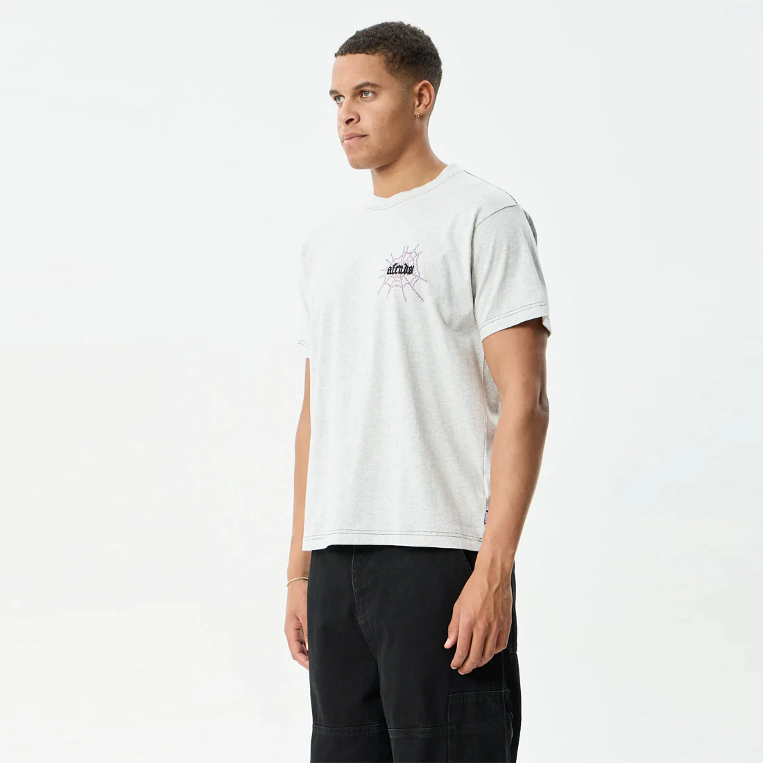 AFENDS Tangled Boxy Tee - Grey Marle - Image 2