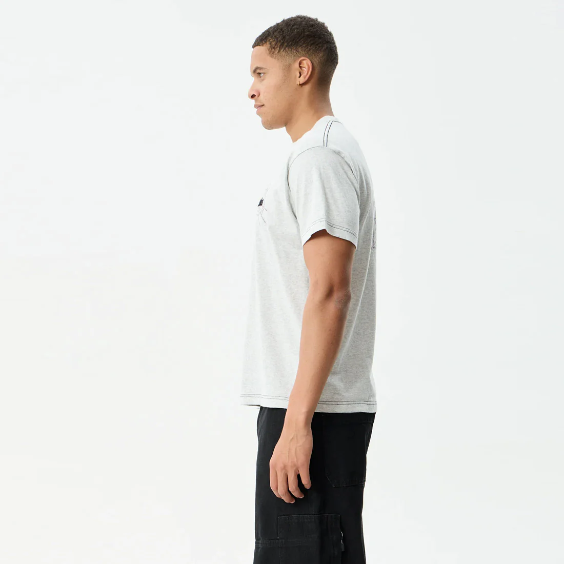 AFENDS Tangled Boxy Tee - Grey Marle - Image 3