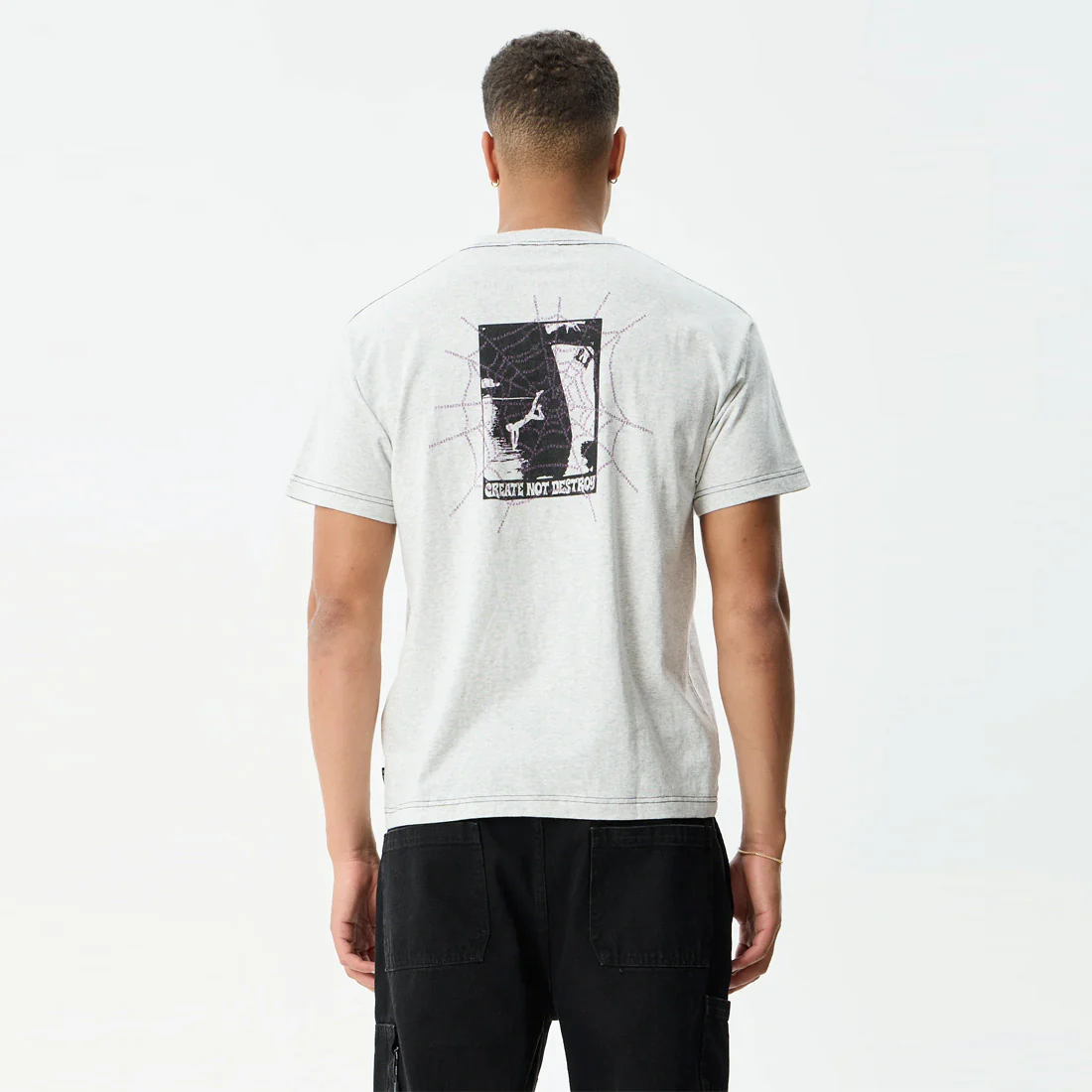 AFENDS Tangled Boxy Tee - Grey Marle - Image 4
