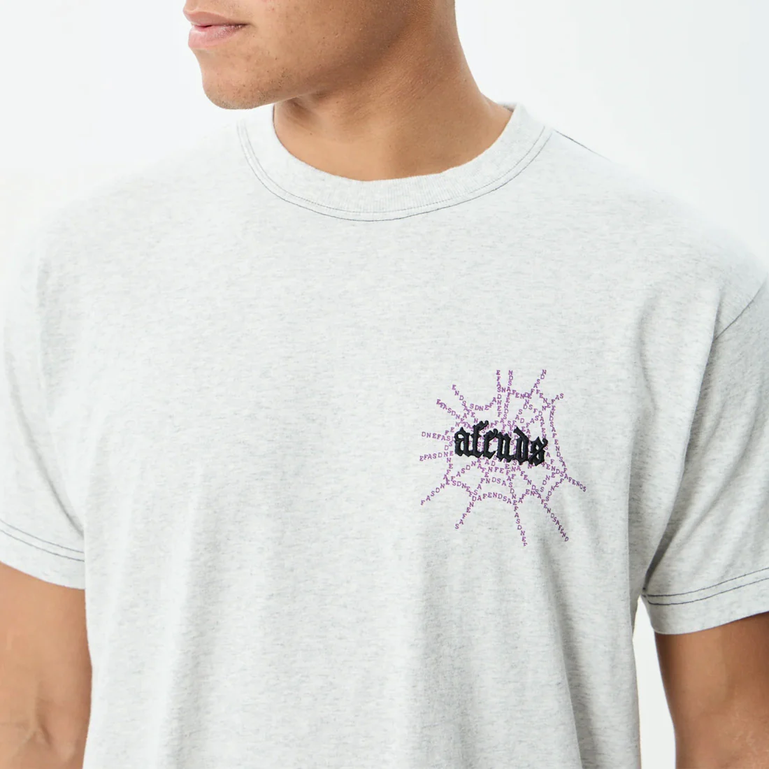 AFENDS Tangled Boxy Tee - Grey Marle - Image 5