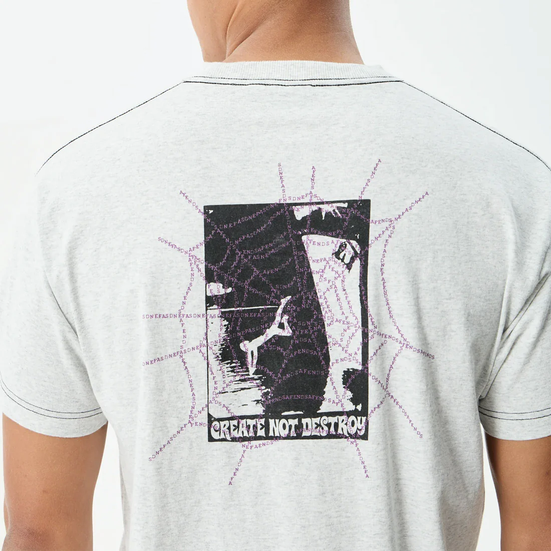 AFENDS Tangled Boxy Tee - Grey Marle - Image 6