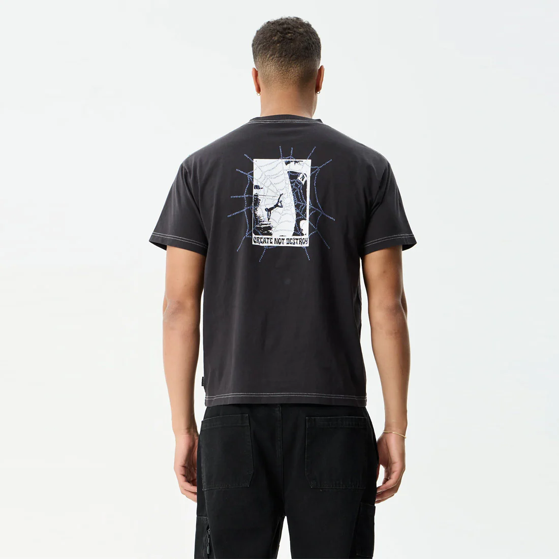 AFENDS Tangled Boxy Tee - Stone Black - Image 4