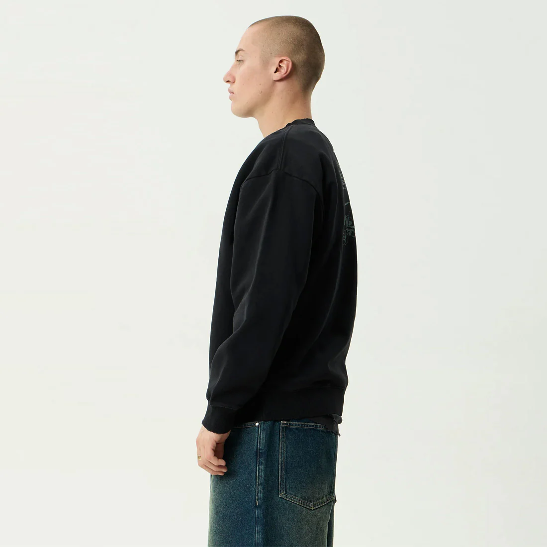 AFENDS Temporal Heavyweight Crew - Stone Black - Image 2