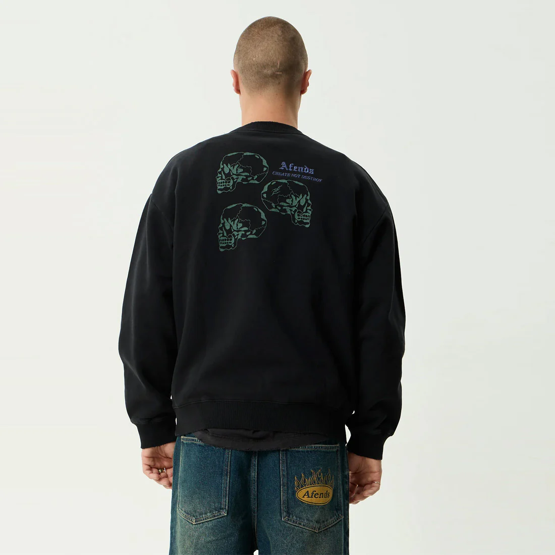 AFENDS Temporal Heavyweight Crew - Stone Black - Image 3