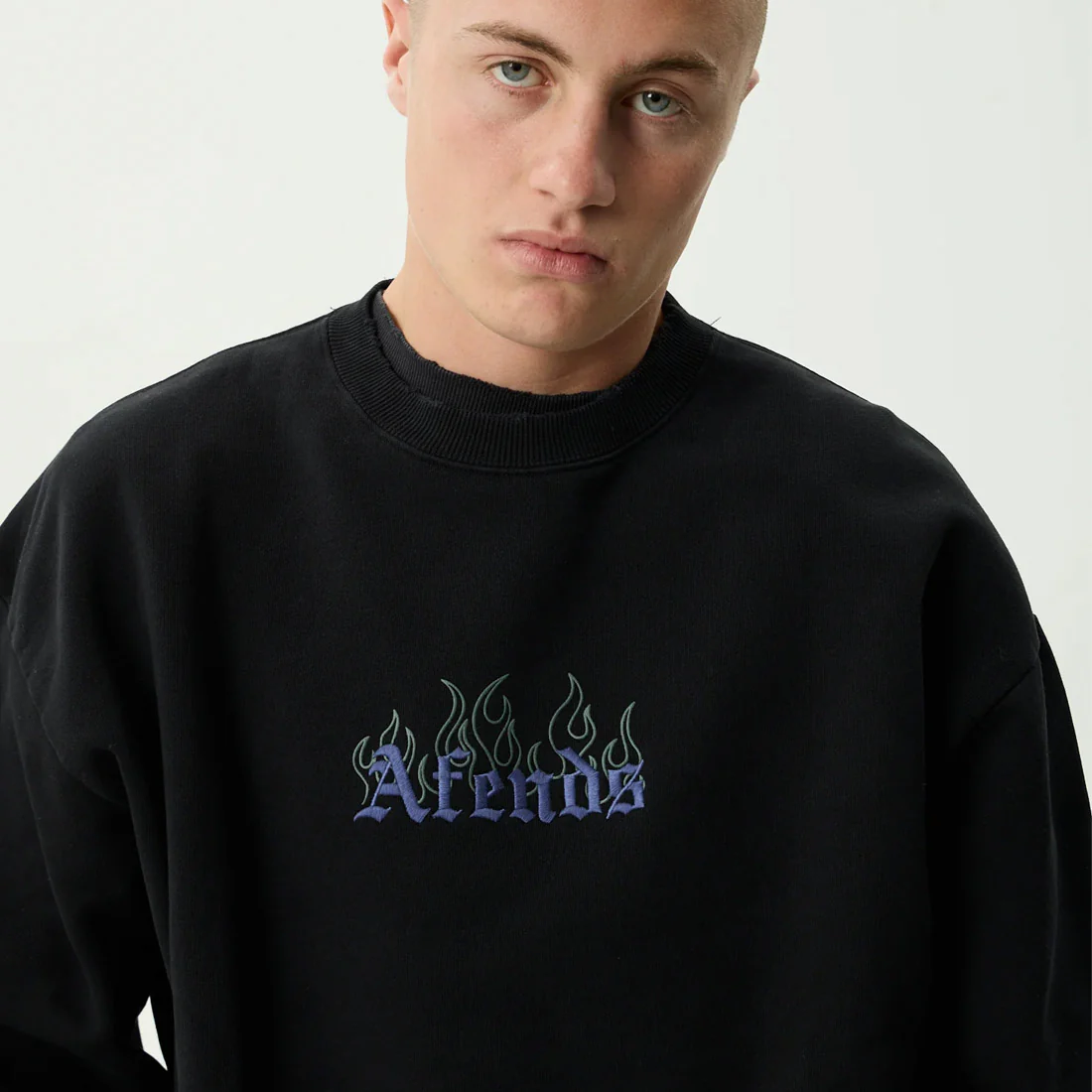 AFENDS Temporal Heavyweight Crew - Stone Black - Image 4