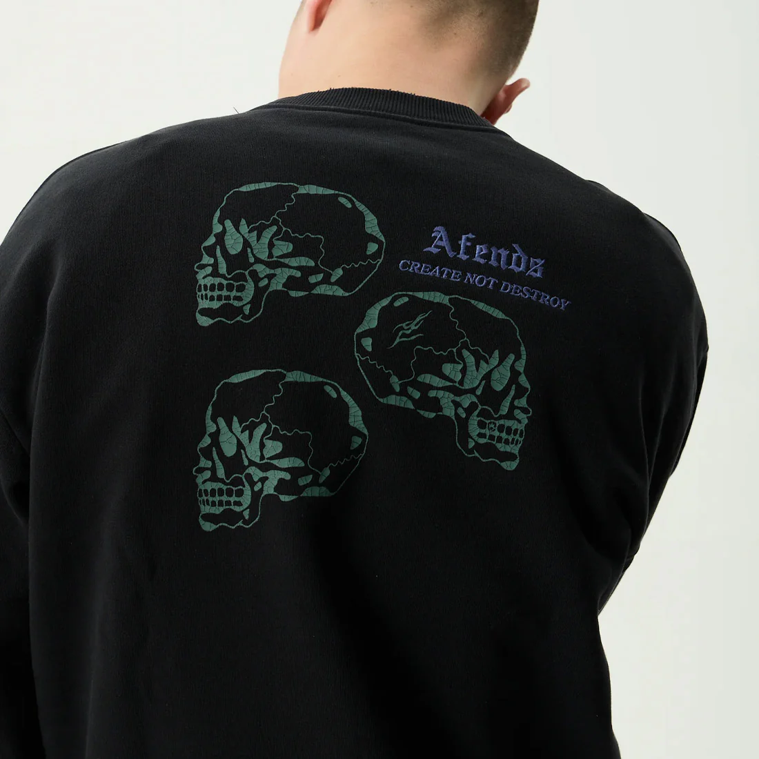 AFENDS Temporal Heavyweight Crew - Stone Black - Image 5
