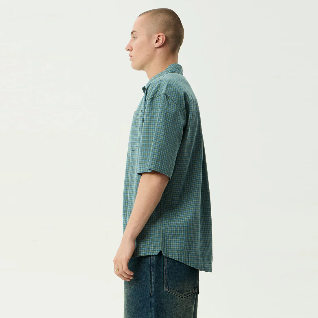 AFENDS Voyager Short Sleeve Shirt - Deep Olive Check - Image 4