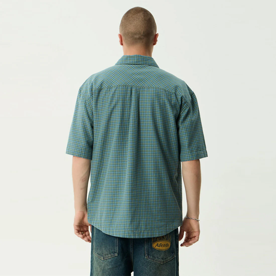 AFENDS Voyager Short Sleeve Shirt - Deep Olive Check - Image 5