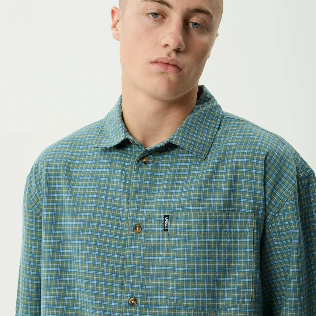 AFENDS Voyager Short Sleeve Shirt - Deep Olive Check - Image 6
