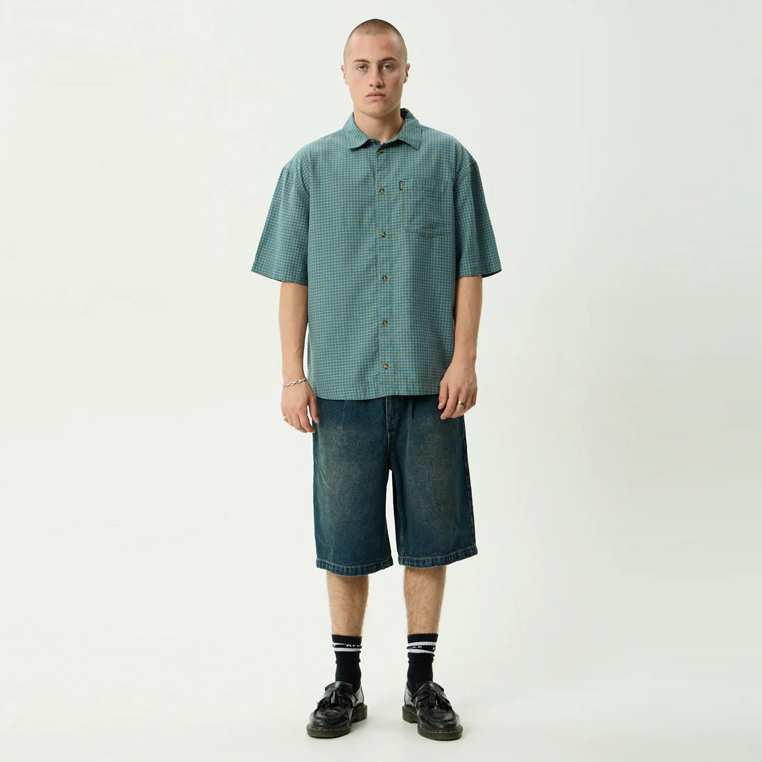 AFENDS Voyager Short Sleeve Shirt - Deep Olive Check - Image 7