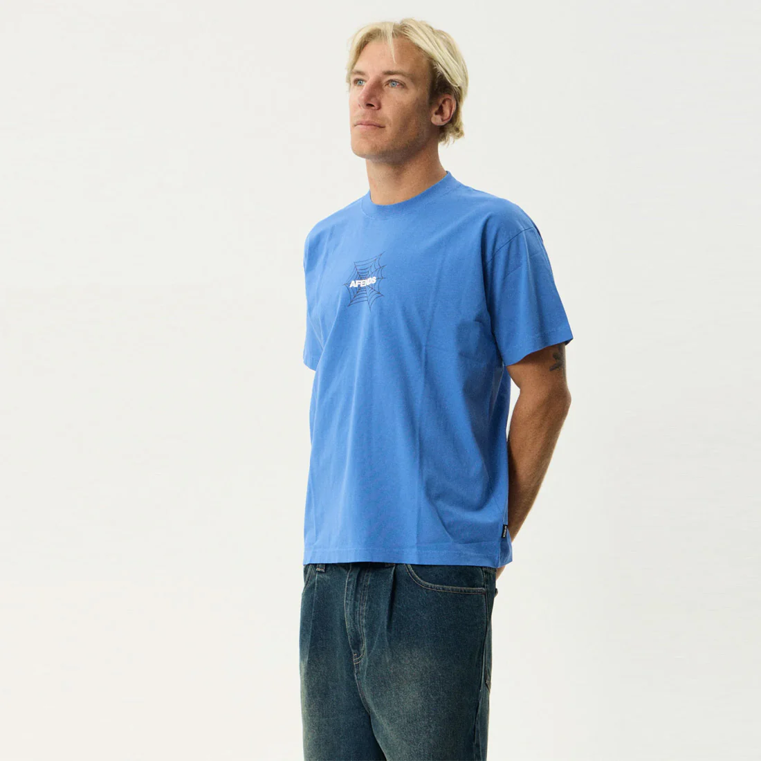 AFENDS Webhead Boxy Fit Tee - Washed Marina - Image 2