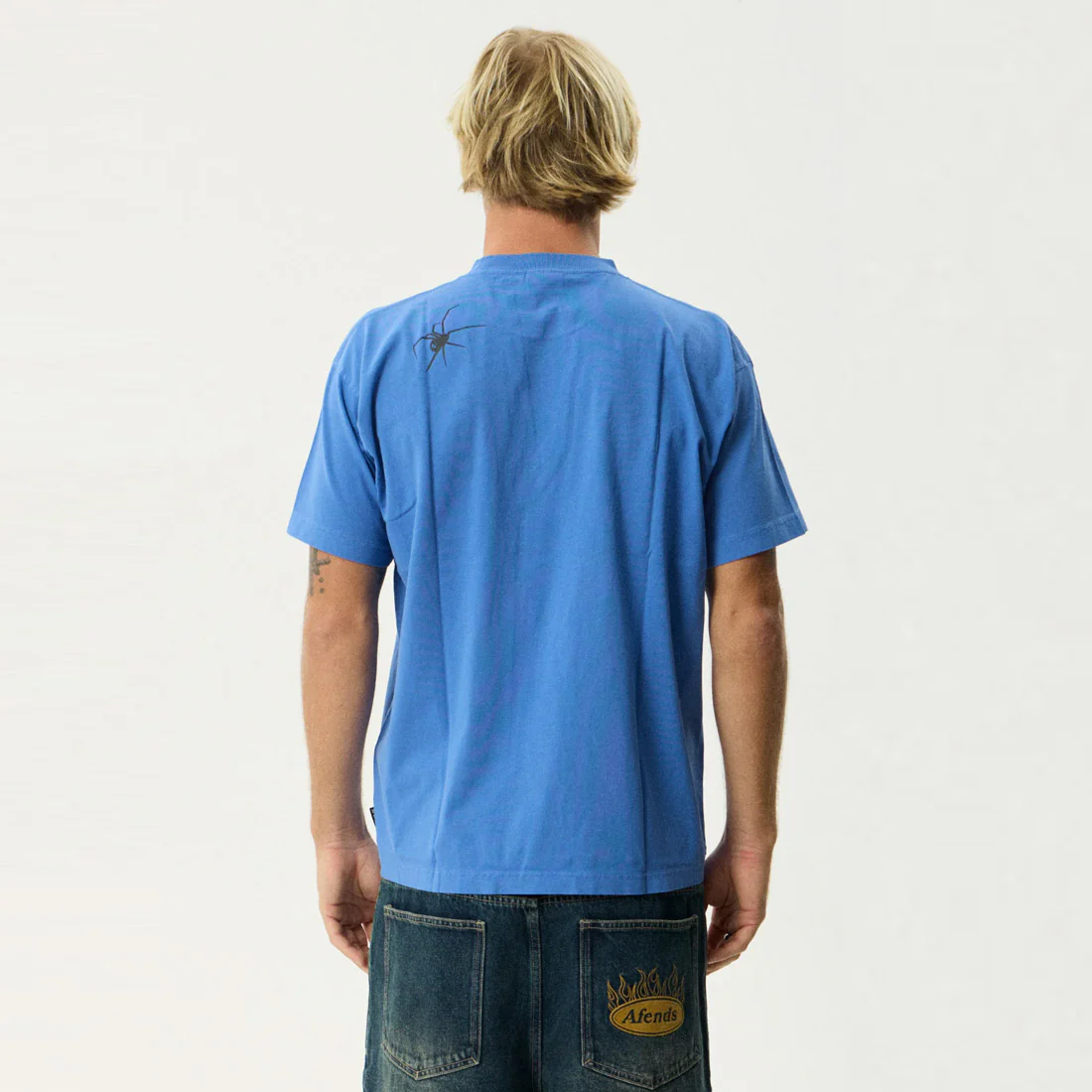 AFENDS Webhead Boxy Fit Tee - Washed Marina - Image 4
