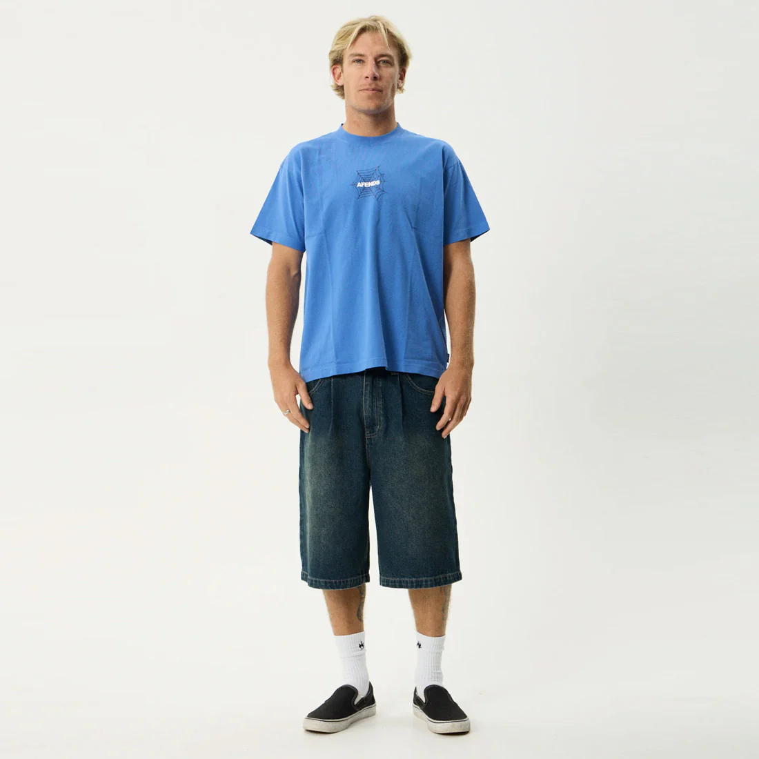 AFENDS Webhead Boxy Fit Tee - Washed Marina - Image 8
