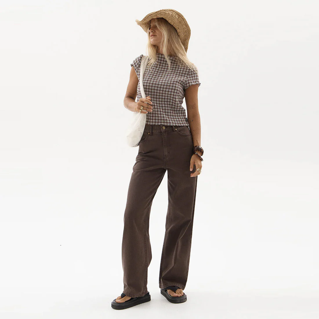 AFENDS Women's Bella Denim Wide Leg Baggy Jean - Washed Coffee - Image 4