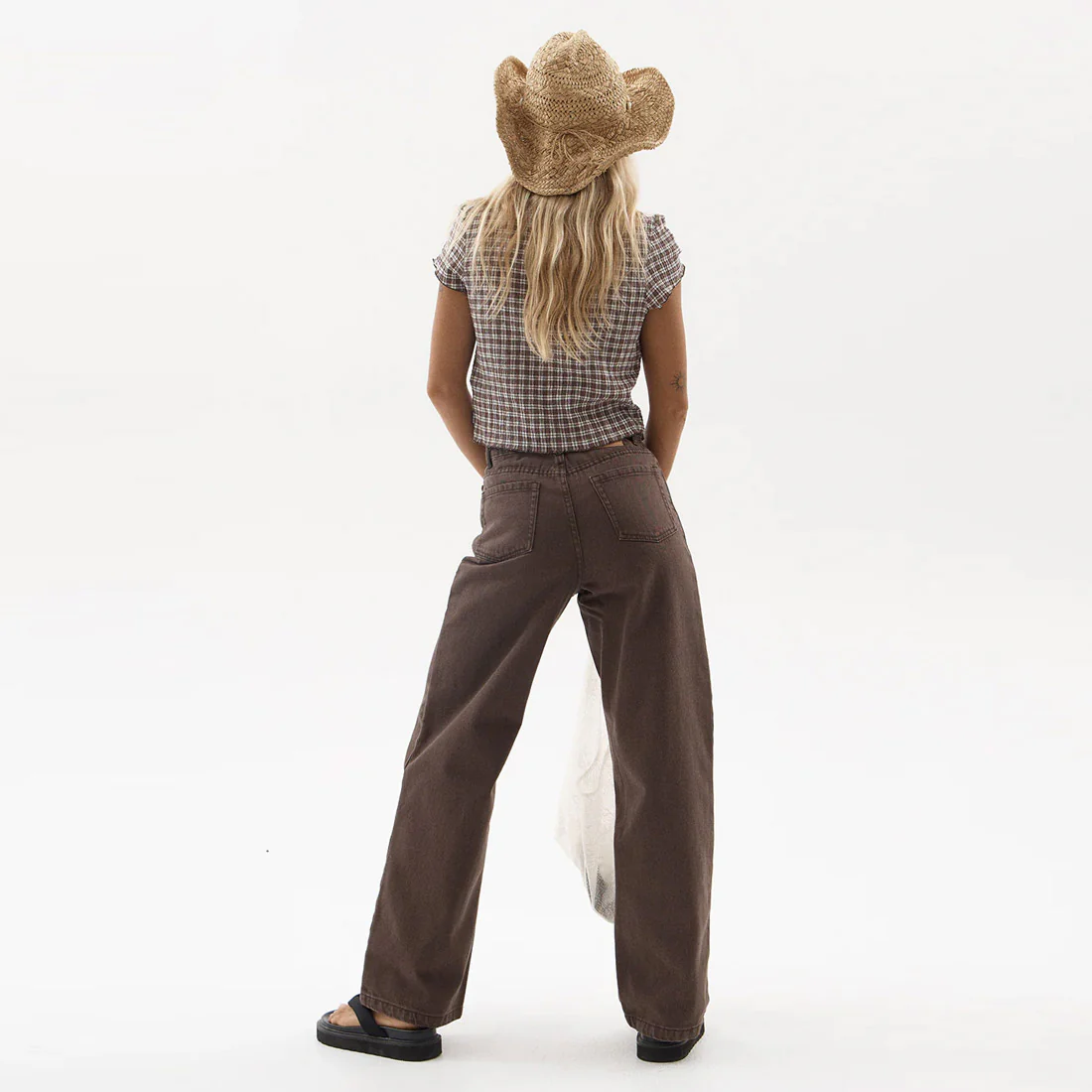 AFENDS Women's Bella Denim Wide Leg Baggy Jean - Washed Coffee - Image 5