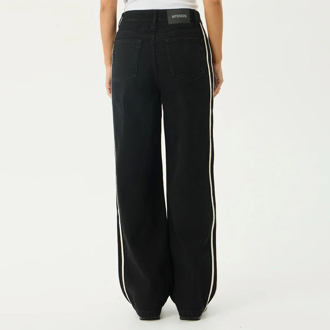 AFENDS Women's Bella Stripe Denim Wide Leg Baggy Jean - Washed Black - Image 3