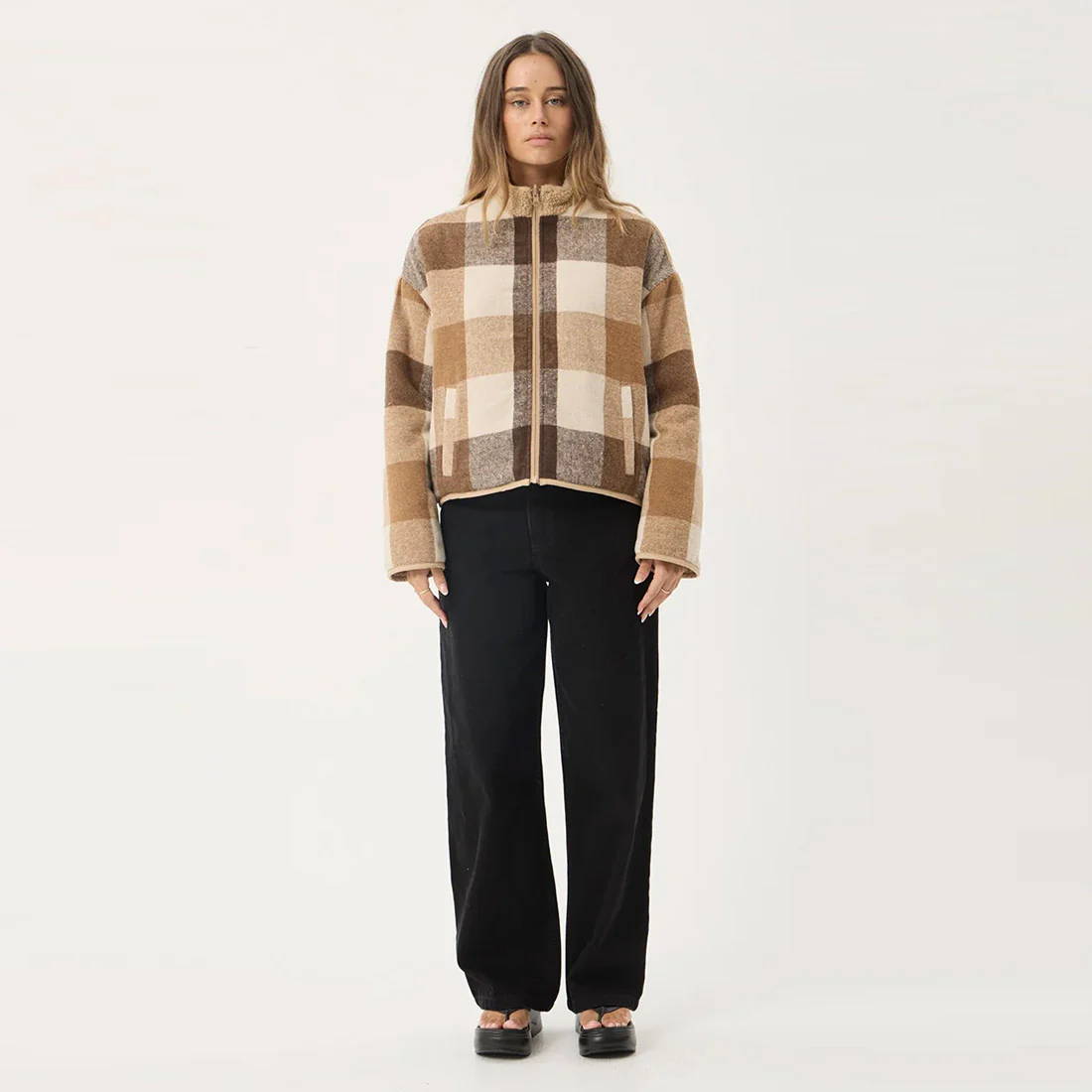 AFENDS Women's Berlin Reversible Polar Fleece Jacket - Almond Check - Image 12