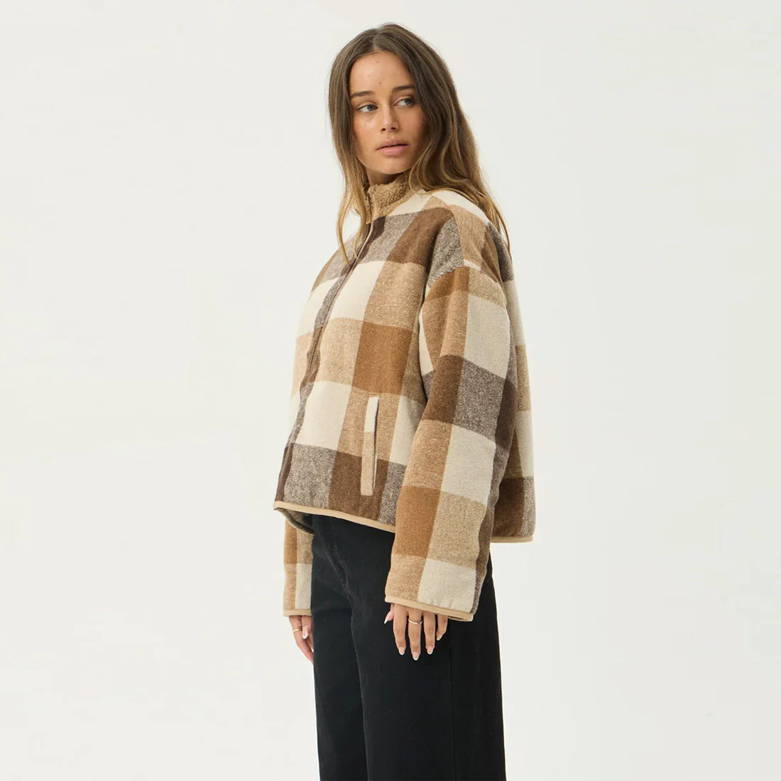 AFENDS Women's Berlin Reversible Polar Fleece Jacket - Almond Check - Image 3