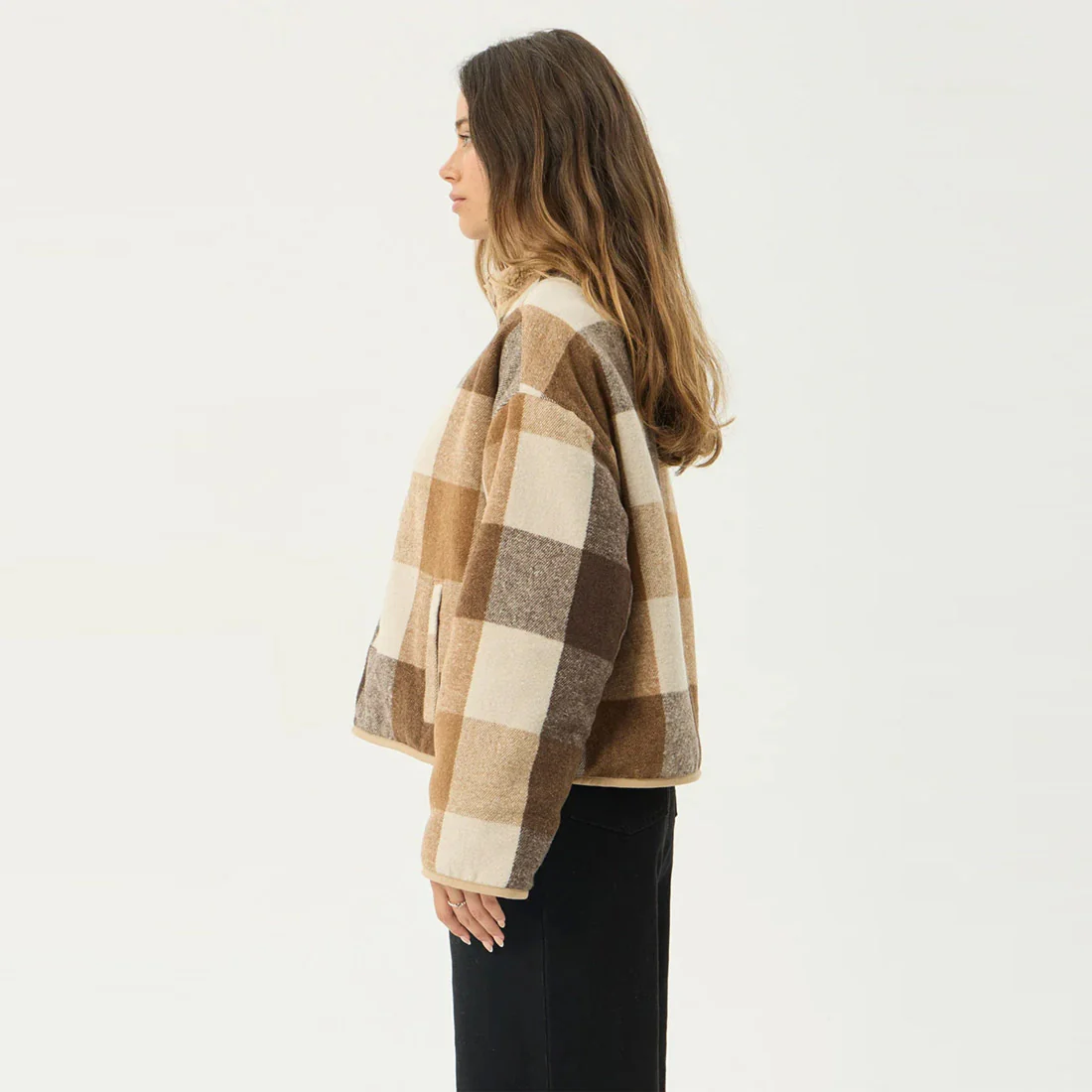AFENDS Women's Berlin Reversible Polar Fleece Jacket - Almond Check - Image 5