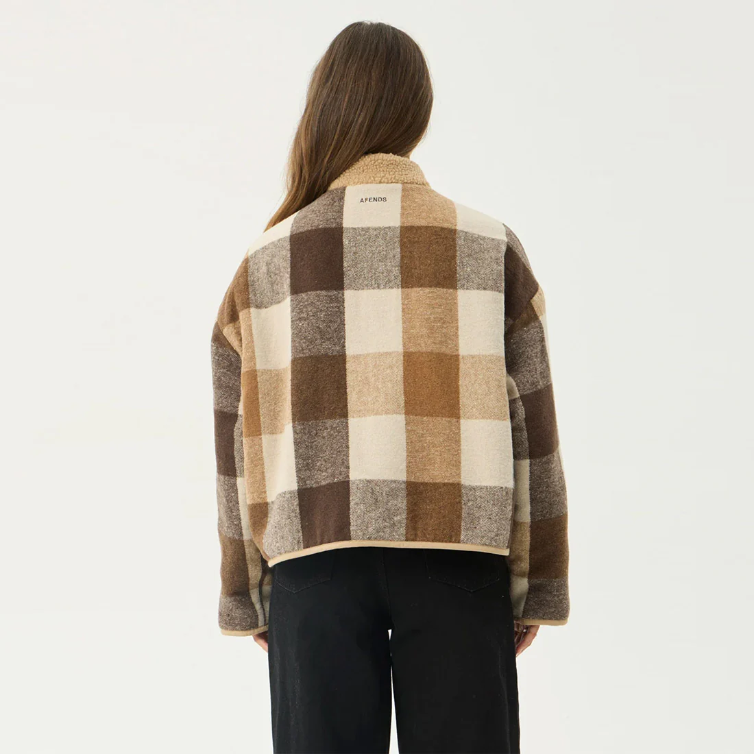 AFENDS Women's Berlin Reversible Polar Fleece Jacket - Almond Check - Image 7