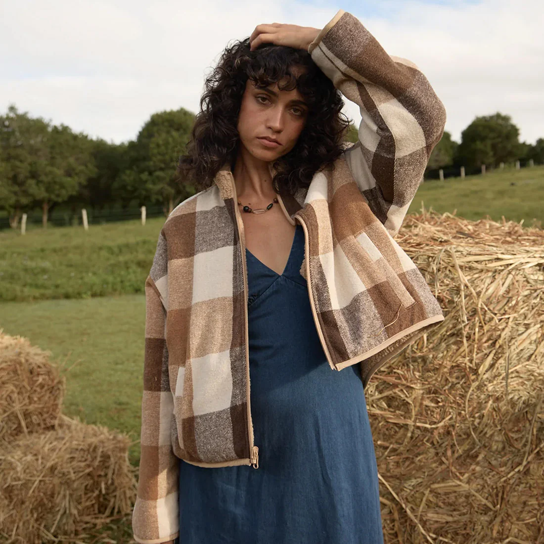 AFENDS Women's Berlin Reversible Polar Fleece Jacket - Almond Check - Image 9