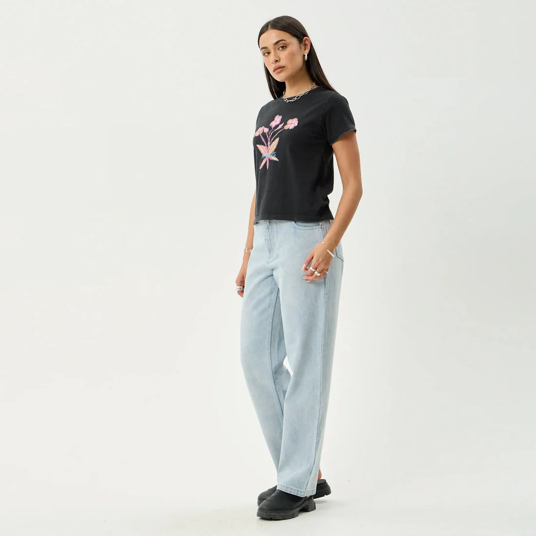 AFENDS Women's Briar Regular Tee - Stone Black - Image 2