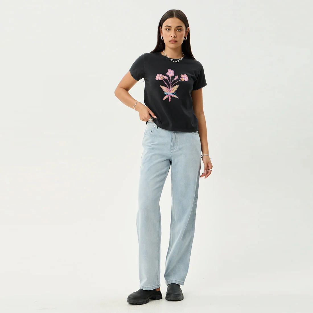 AFENDS Women's Briar Regular Tee - Stone Black - Image 6