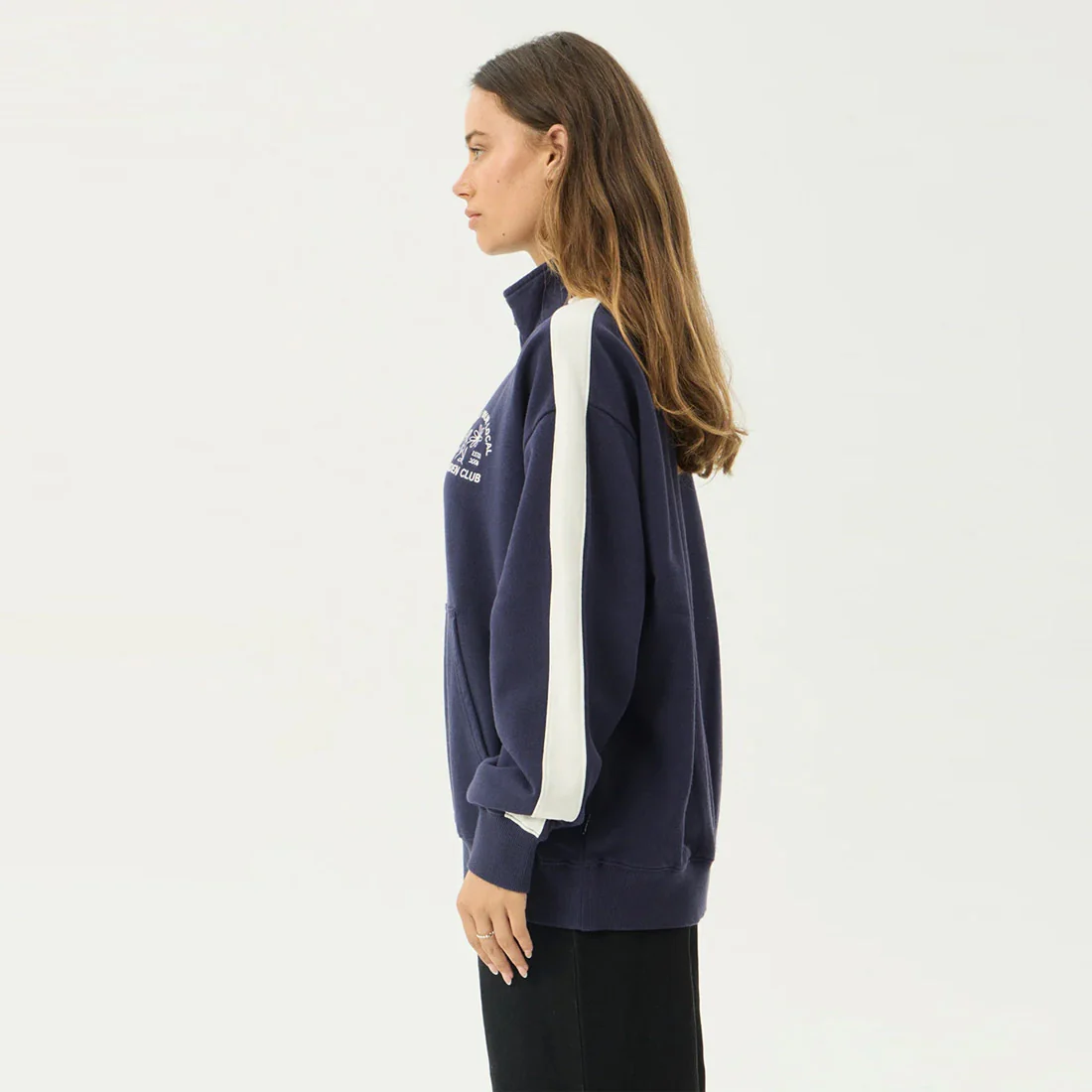 AFENDS Women's Community Garden Quarter Zip Jumper - Washed Deep Sea - Image 3