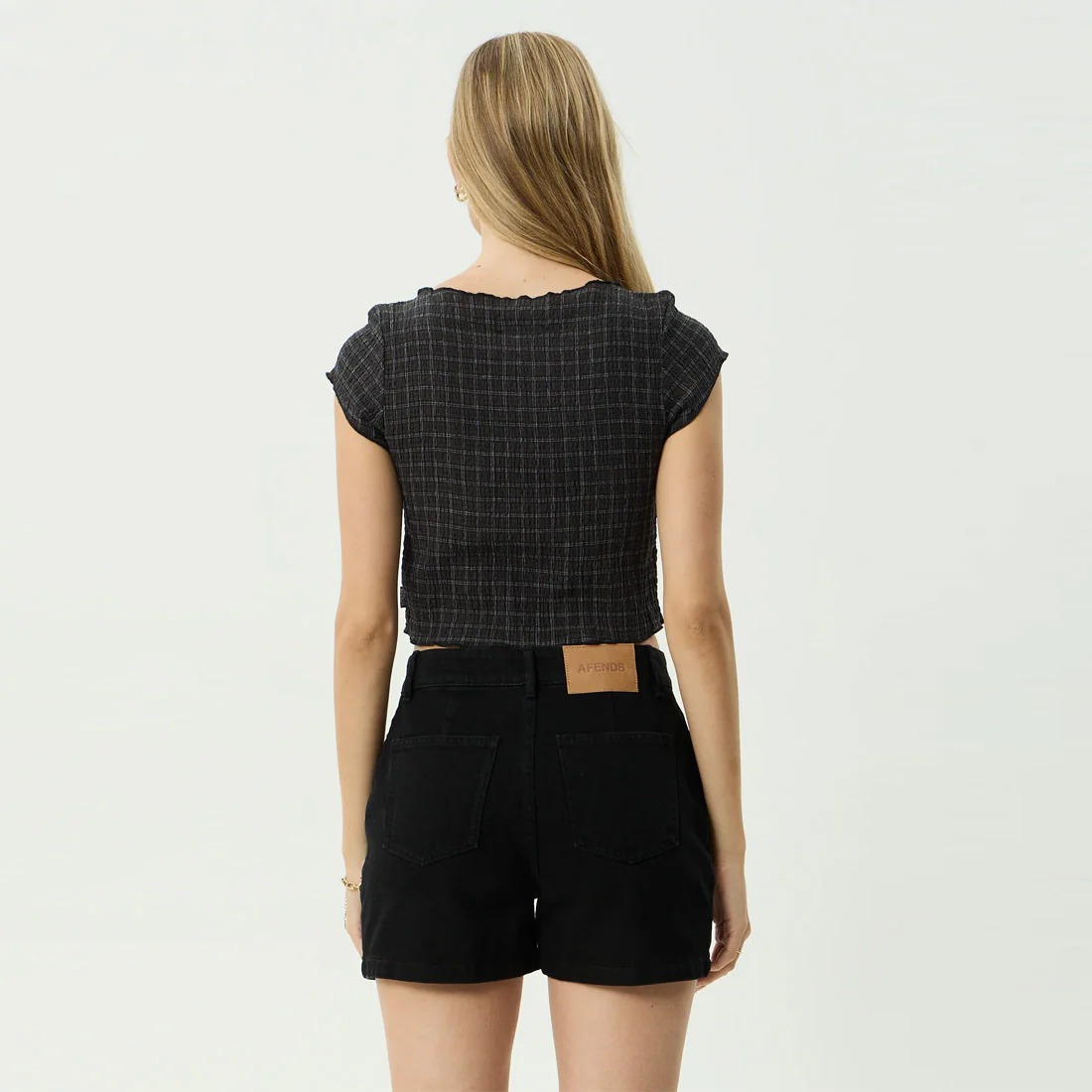 AFENDS Women's Darcy Seersucker Top - Black Check - Image 4