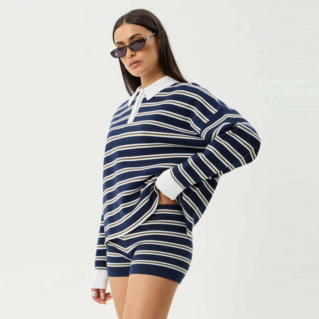 AFENDS Women's Delta Knit Shirt - Navy Stripe - Image 4