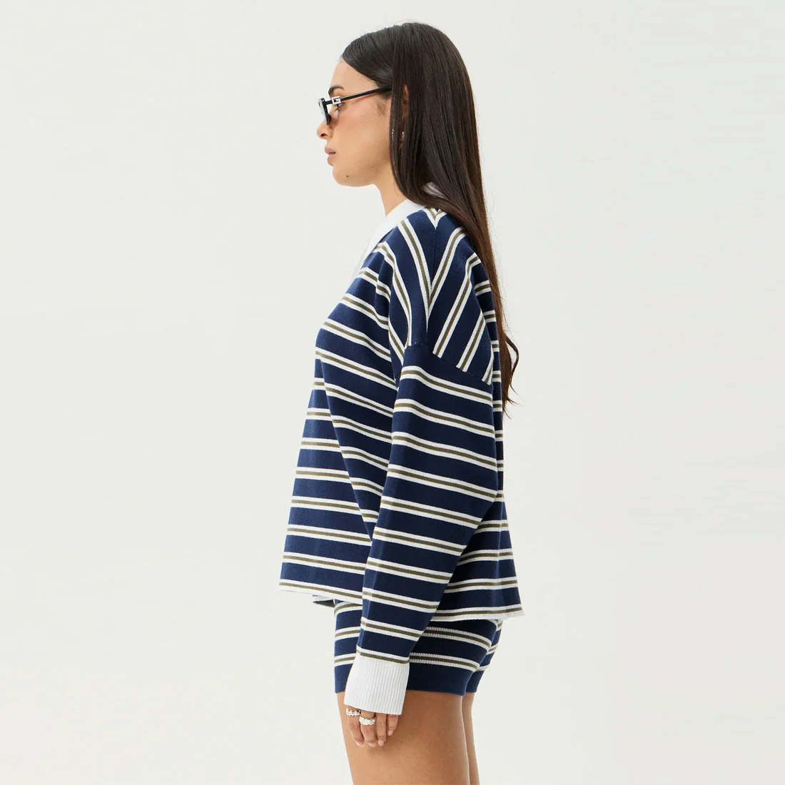 AFENDS Women's Delta Knit Shirt - Navy Stripe - Image 5